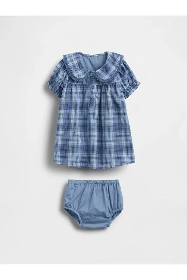 Детское платье для девочек с воланами Baby Blue Checkered Ruffle Collar Dress Gap, Blue-000 — фото 2