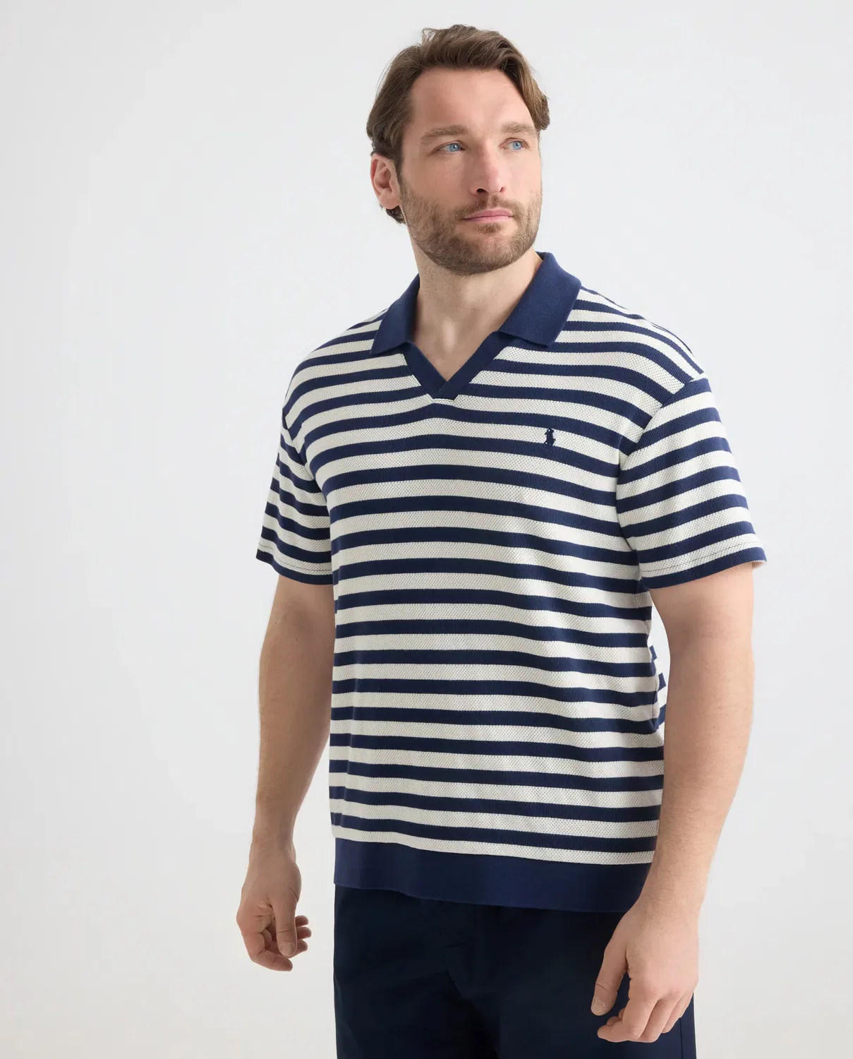 Мужское поло с длинным рукавом Polo Ralph Lauren, Azul / Blanco