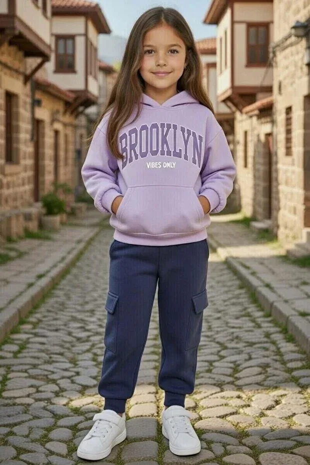 Детский спортивный костюм для девочек хлопковый 3 предмета Riccotarz, Lilac — фото 3