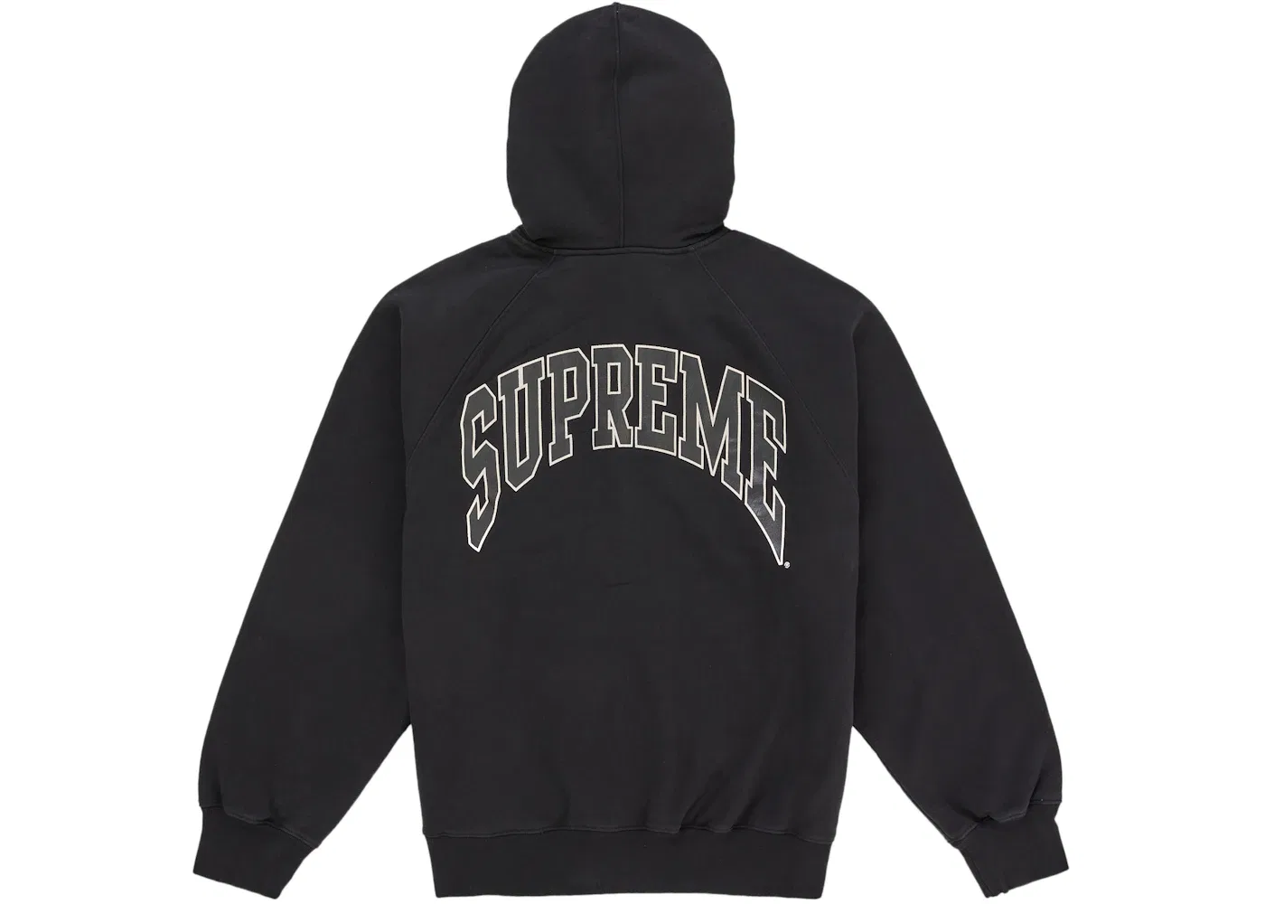 Мужская худи с разрезным рукавом Supreme Cracked Raglan Zip Up Hooded Sweatshirt Black, Black — фото 2