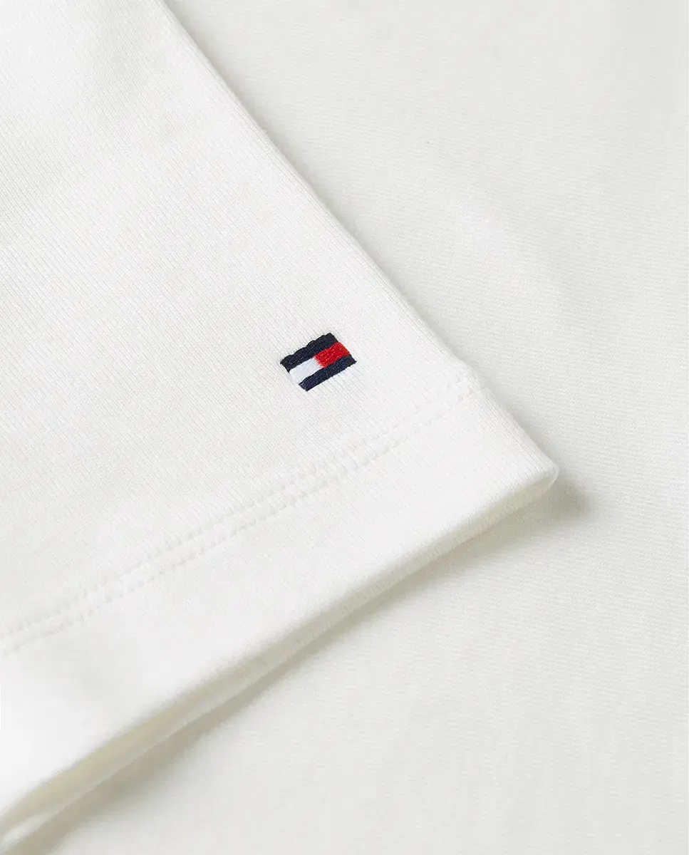Женская облегающая футболка с золотыми пуговицами Tommy Hilfiger, Белый — фото 4