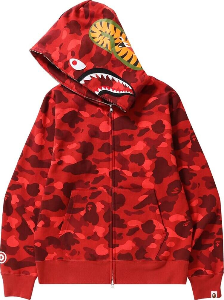 

Худи BAPE Color Camo Shark Full Zip 'Navy', красный