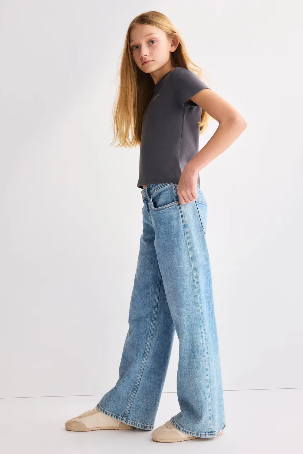Широкие джинсы с низкой посадкой H&M, Denimblau