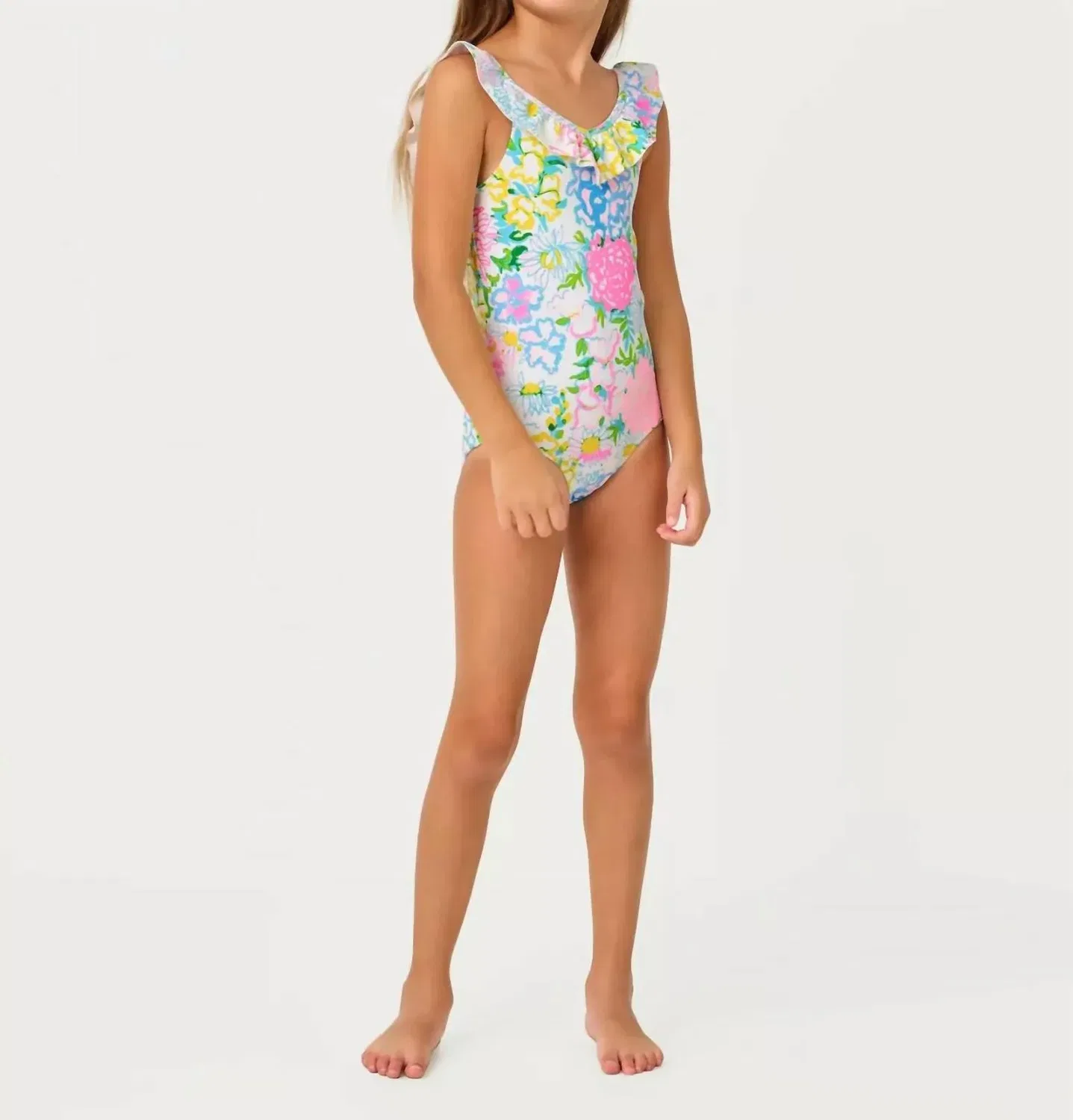 Детский купальник слитный с защитой UPF 50+ Janah Swimsuit Lilly Pulitzer, Multi Lilly Garden — фото 2