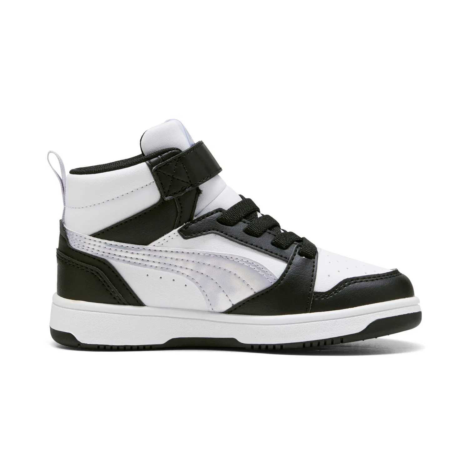 Детские кроссовки средневысокие Rebound V6 Mid Space Belle AC+ PS PUMA, Black/Lilac Crush/White — фото 3
