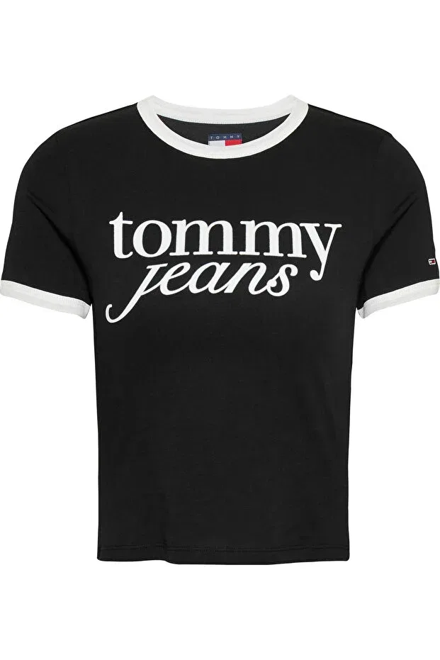 Женская футболка с принтом Tjw Slim Sh Script Ringr Tee Ext Tommy Hilfiger, Black