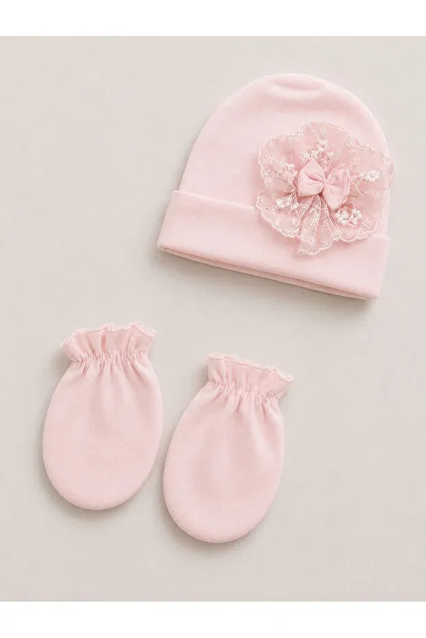Детское боди-комбинезон для девочек с кружевом Kardeşler Bebe, Pink — фото 3