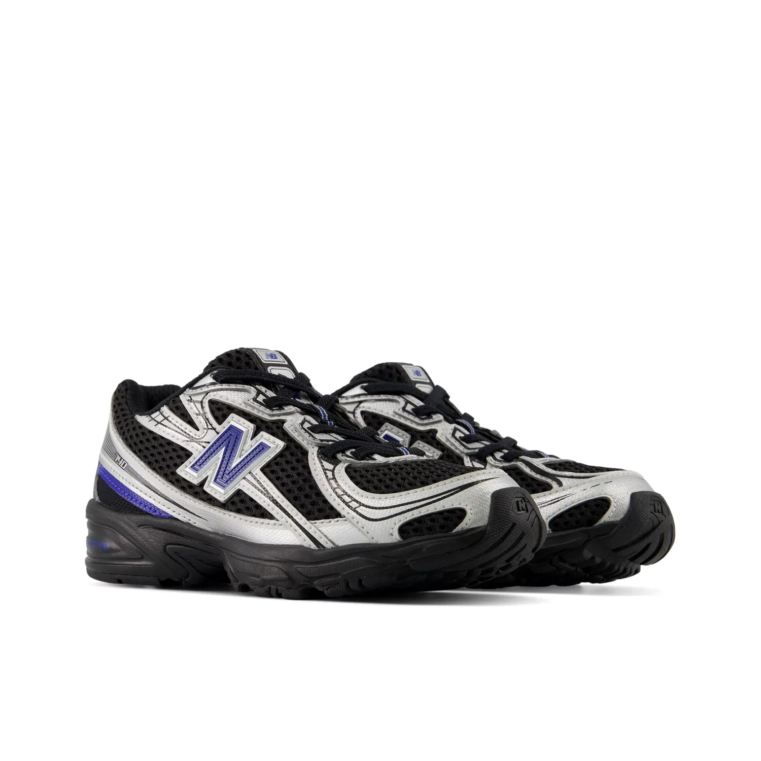 Детские кроссовки с эластичными шнурками 740 Bungee Lace New Balance, Black With Team Royal — фото 2