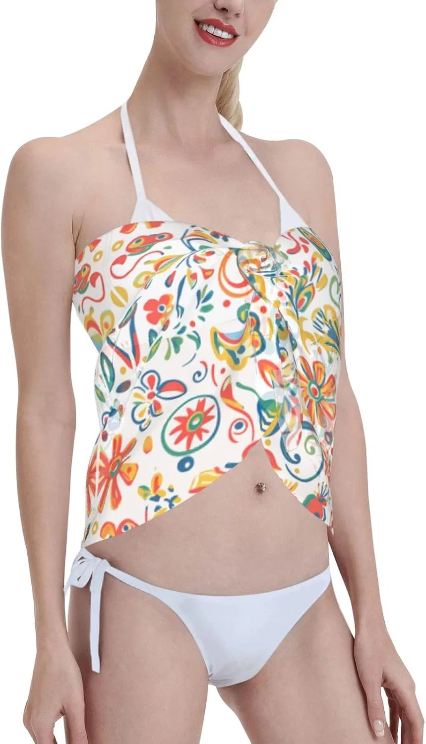 Женская пляжная накидка из шифона с волнистыми краями, Paisley Multi 1 — фото 4