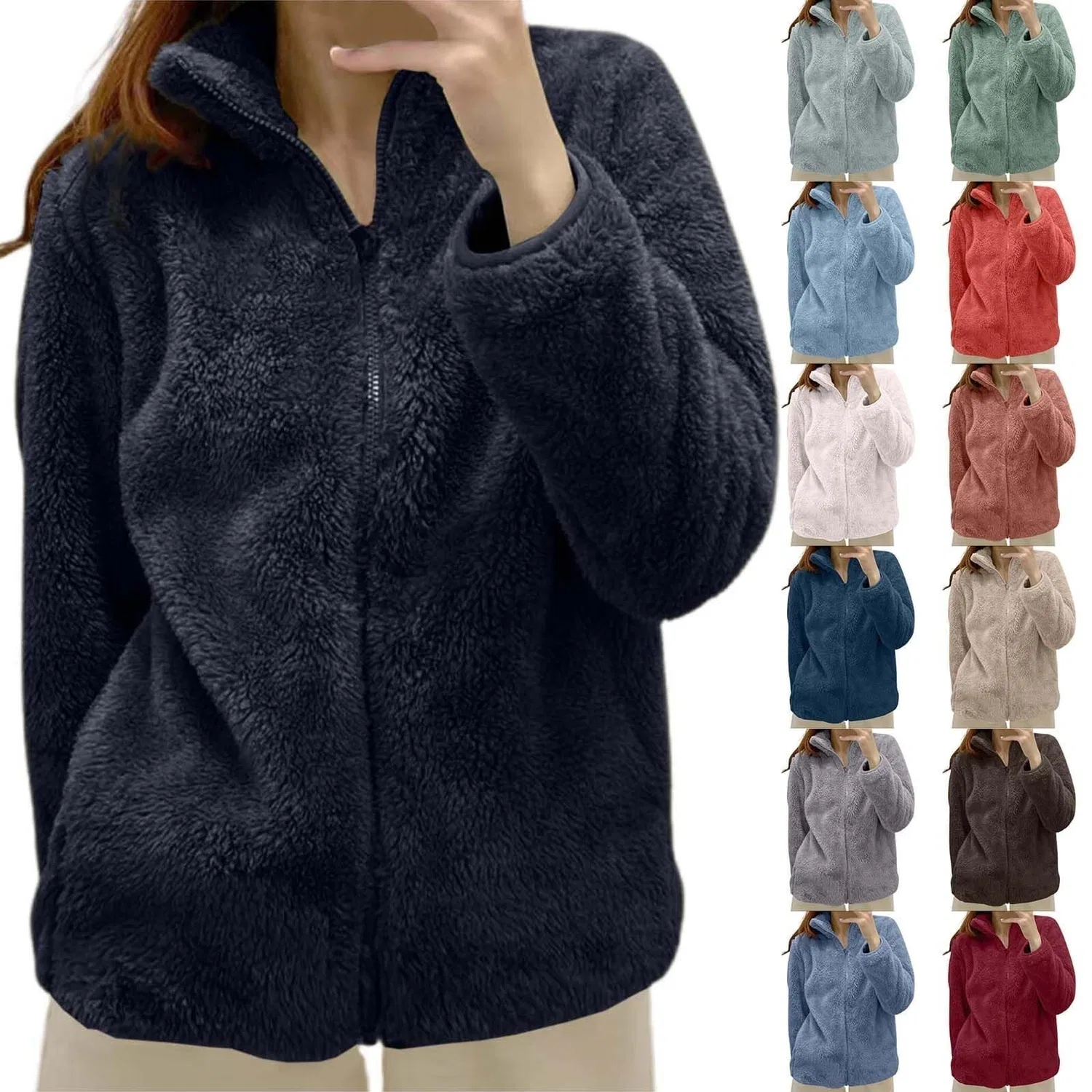 Женская куртка с флисом и капюшоном, с принтом, Winter Fleece Hooded Jackets, L10-cachi — фото 2