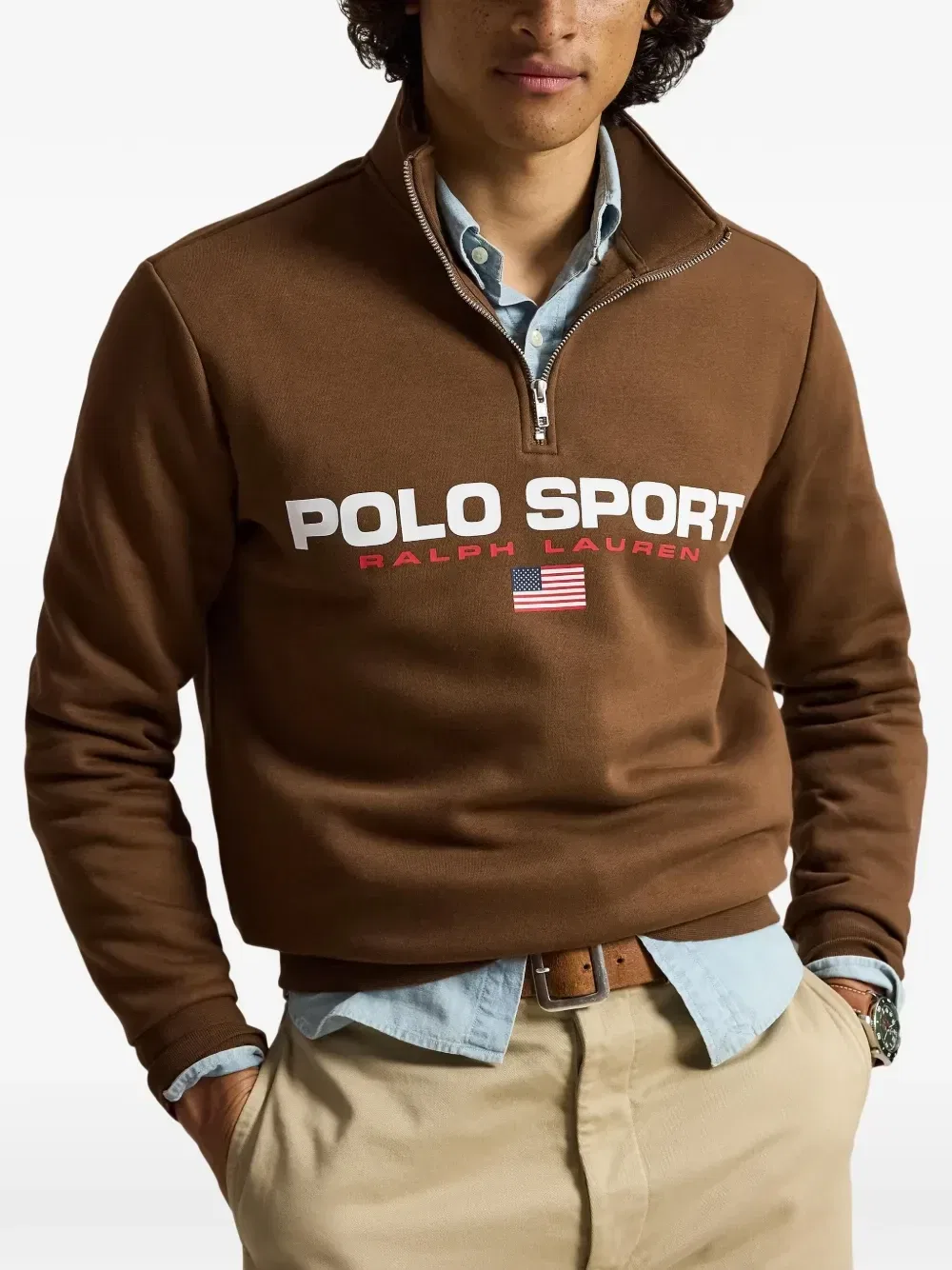 Толстовка Polo Sport на молнии Polo Ralph Lauren, коричневый — фото 3