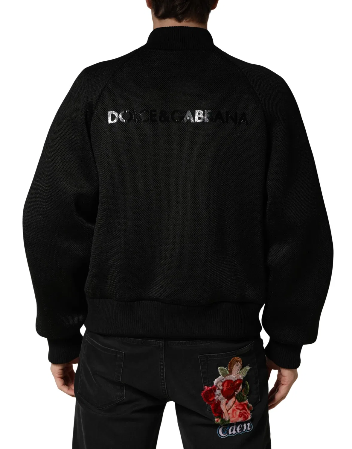 Мужская куртка-бомбер на молнии из нейлона Bomber Dolce & Gabbana, Black — фото 4