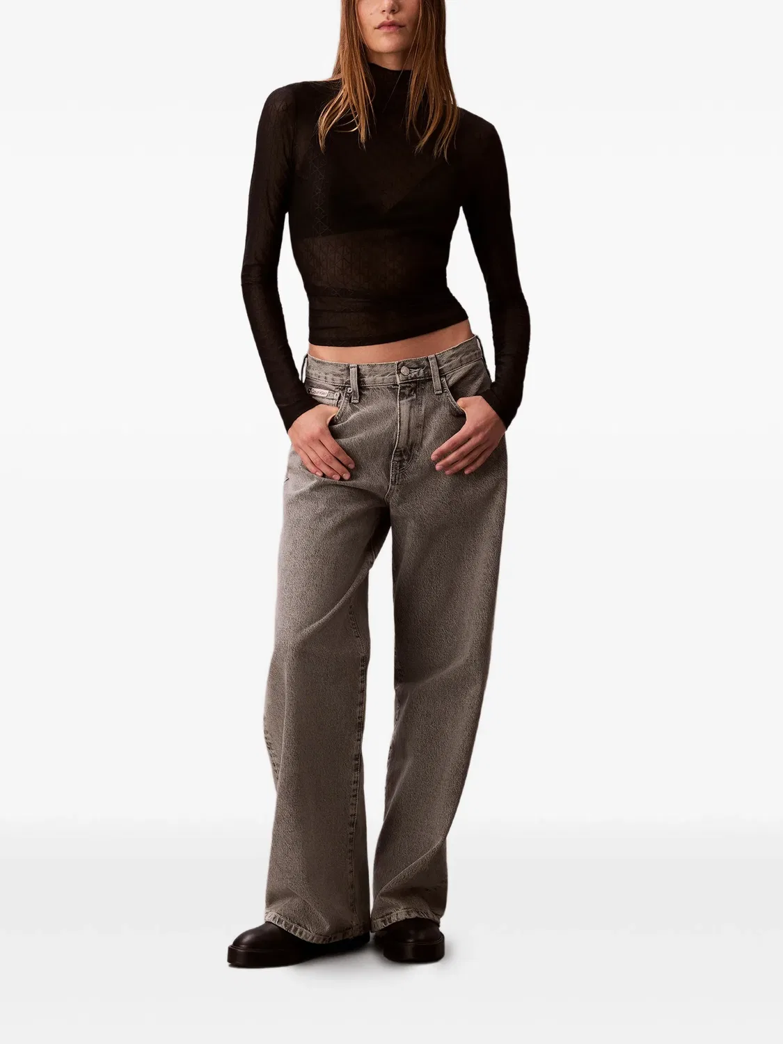 Джинсы широкого кроя Calvin Klein, серый — фото 2