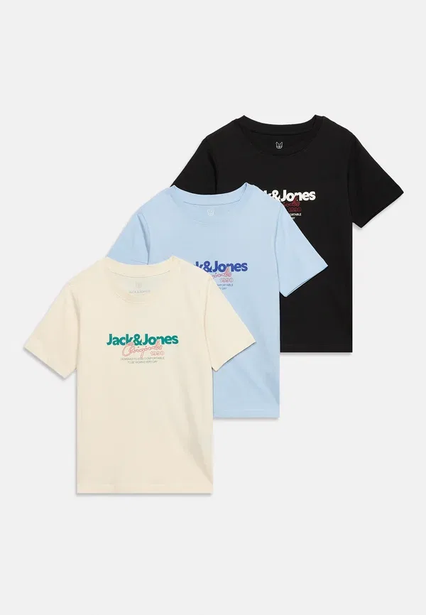 Набор из 3 футболок Jorcassis с принтом Jack & Jones Junior, белый/черный/синий — фото 3