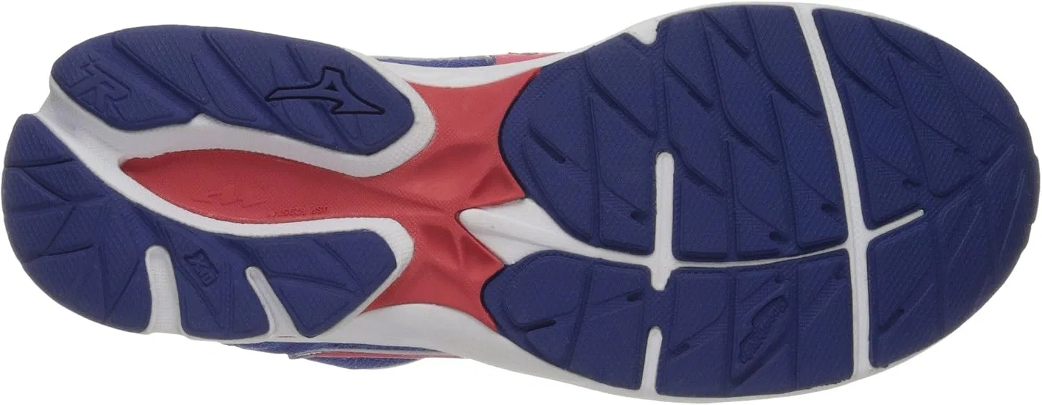 Детские беговые кроссовки Mizuno Wave Rider 20 Junior, Deep Ultra Marine/Paradise Pink/White — фото 4