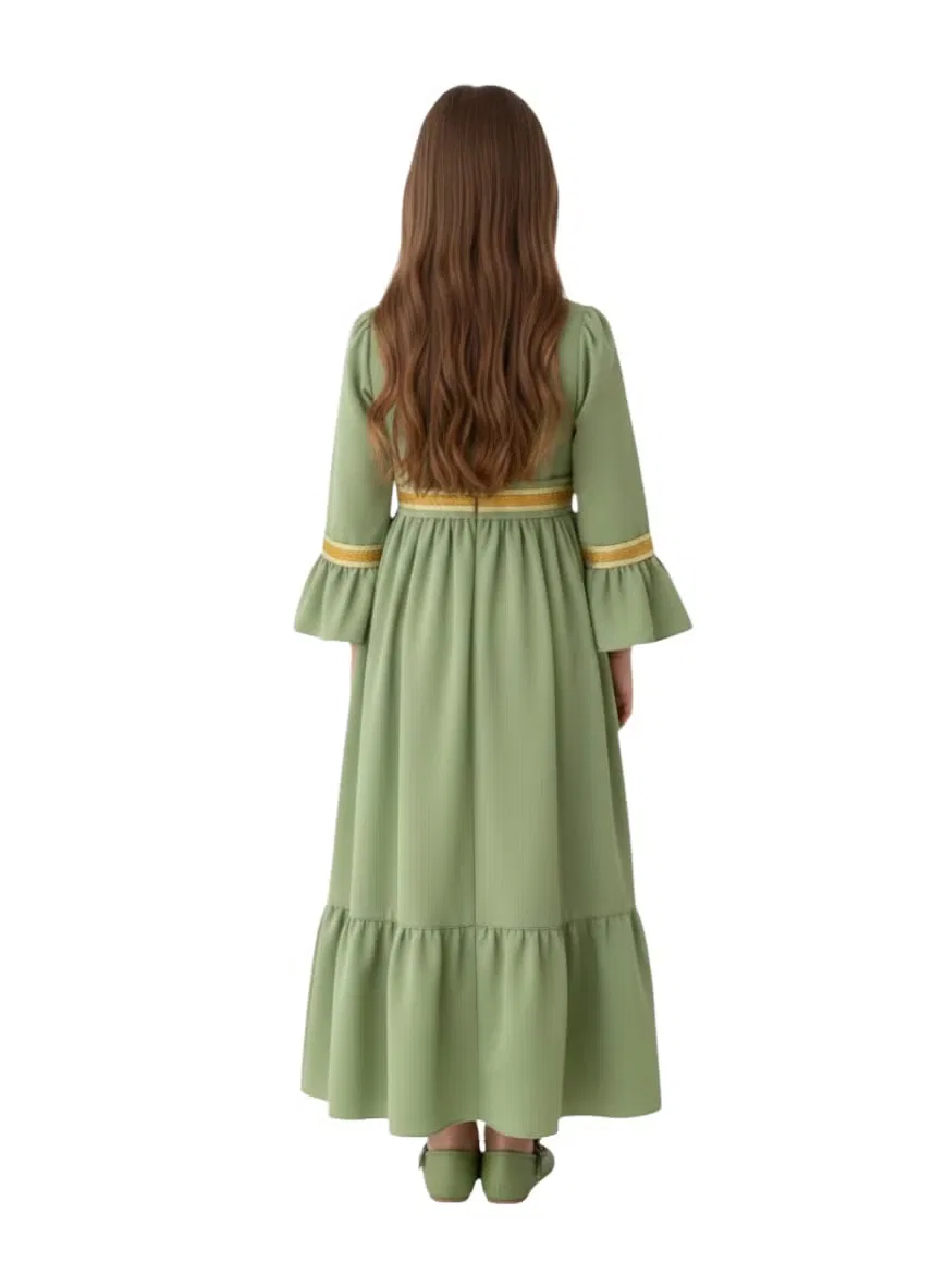Платье с длинным рукавом в средневековом стиле D'Daniela, шалфейный — фото 3