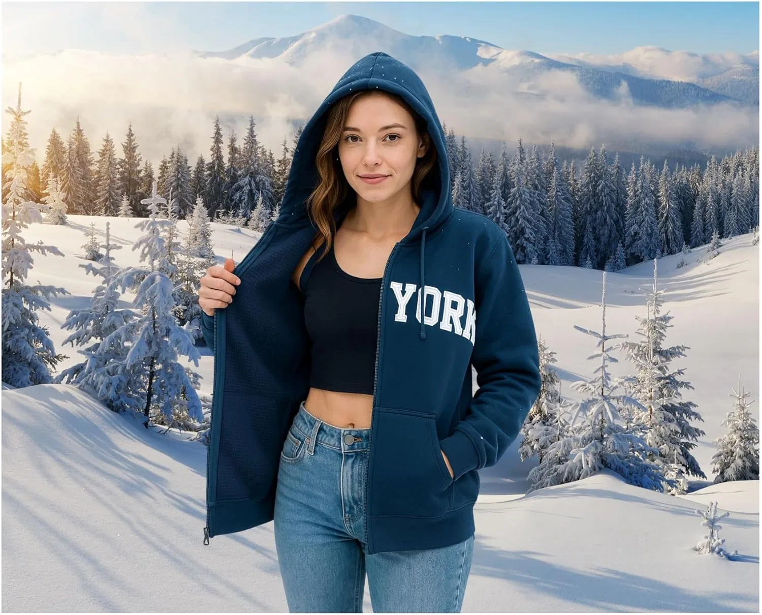 Мужское худи на молнии New York Full Zip, синий — фото 3
