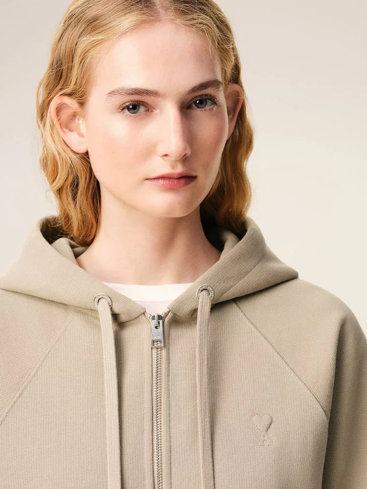 Двусторонняя куртка-худи AMI PARIS с эмблемой, Beige Taupe — фото 3