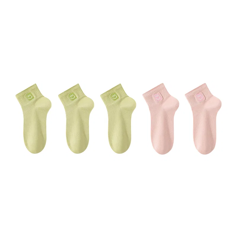 Детские носки-следки MINISO, Цвет 3 Light Green+2 Pink