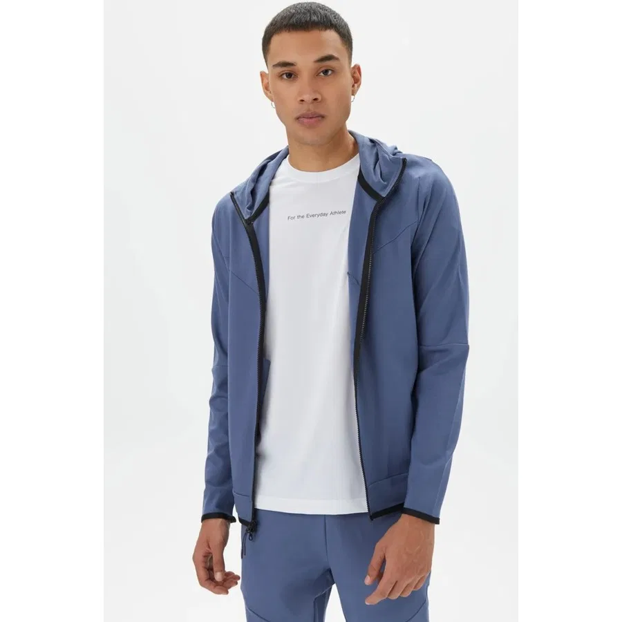 Свитшот спортивный с капюшоном и полной застежкой-молнией Nike Tech Fleece Full Zip Lightweight, Синий — фото 3