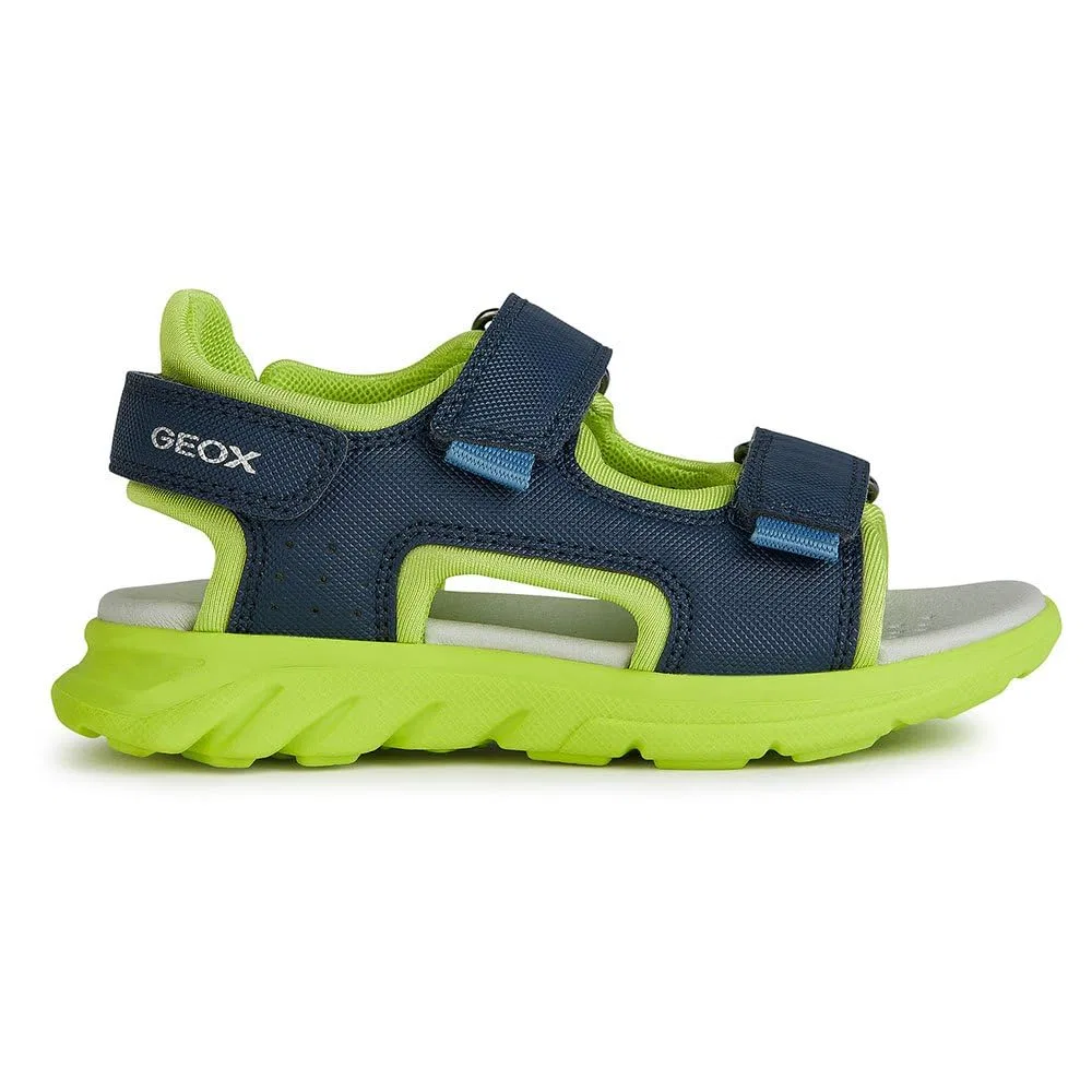 Детские сандалии для мальчиков кожаные J Sandal Airadyum Bo Geox, Navy Lime