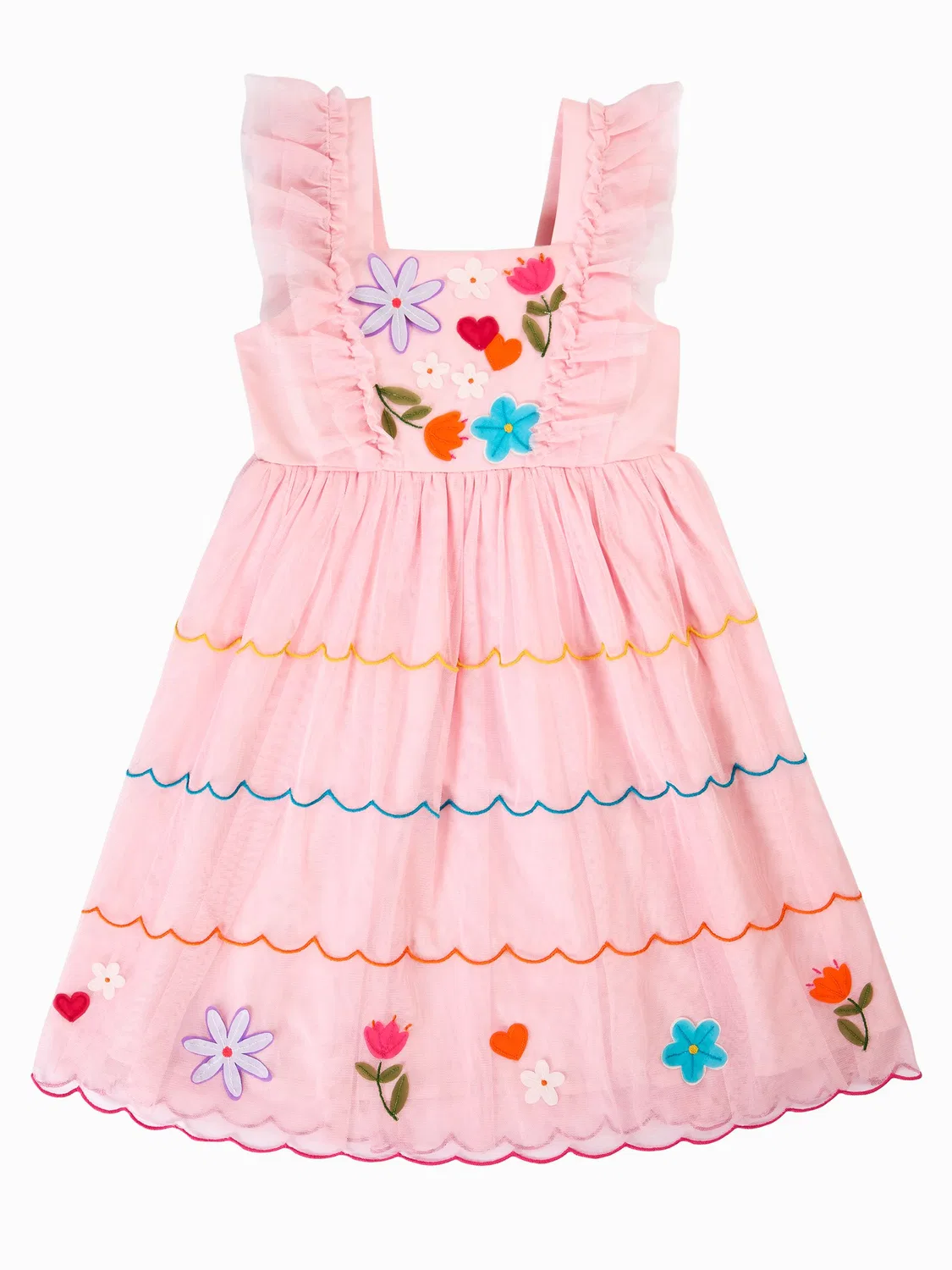 Платье для особого случая с фартуком Frugi, розовое — фото 4