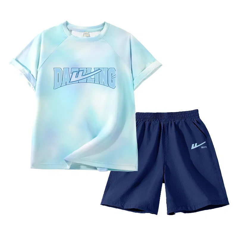 Детский спортивный комплект для мальчиков с худи и брюками Blue Purple/H Dark Blue English-Navy Blue/H Huili Qinglan K WARRIOR
