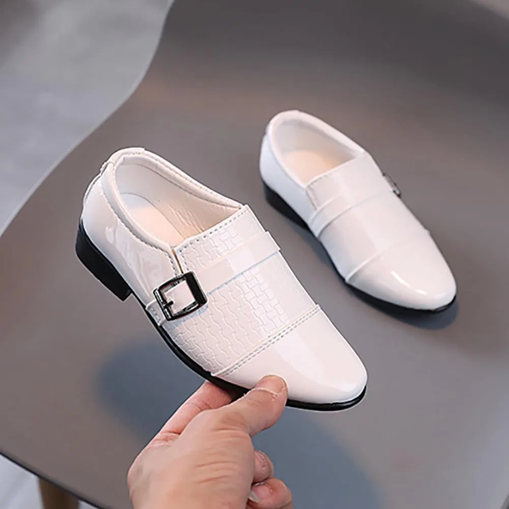 Детские туфли-лоферы из искусственной кожи Classic PU Leather School Uniform Oxfords Casual Dress Shoes Loafers Flats XinYiQu, White — фото 4