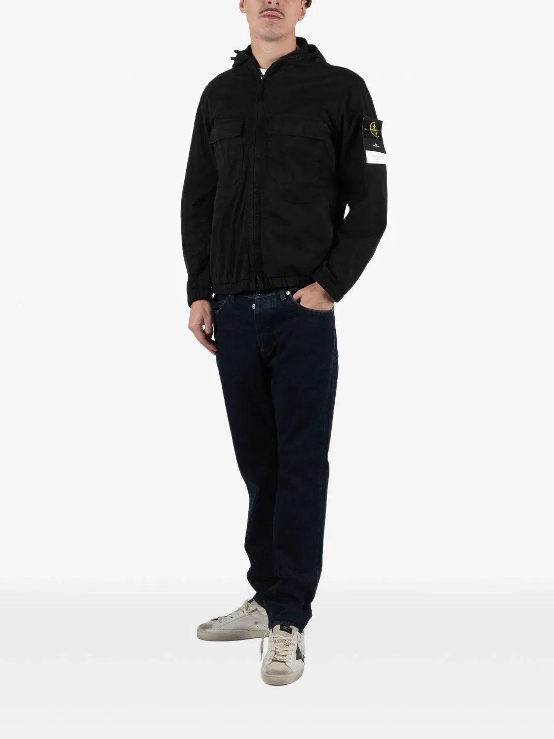 Куртка с капюшоном и карманами на груди Stone Island, черный — фото 2