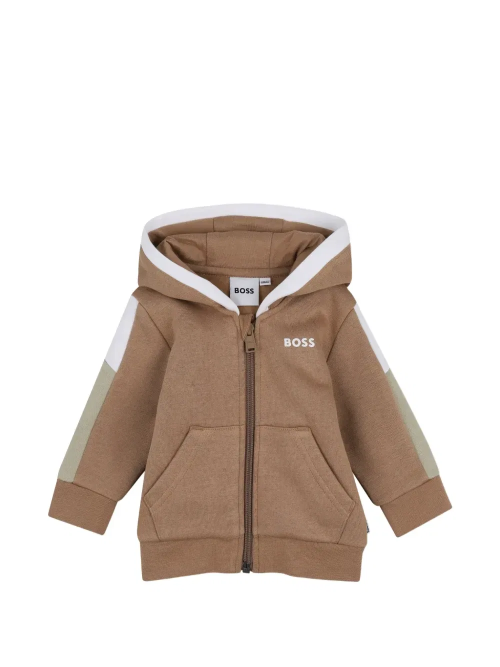 Толстовка на молнии с логотипом Boss Kidswear, коричневый