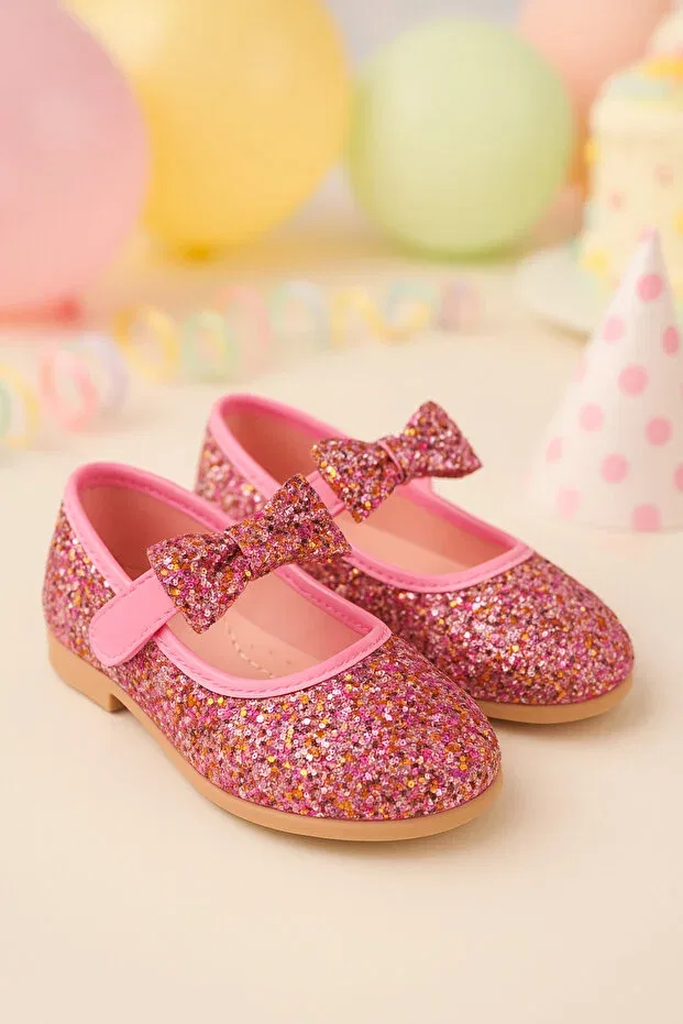 Детские балетки для девочек с блестками Bonita Bow Glitter Sirri, Pink
