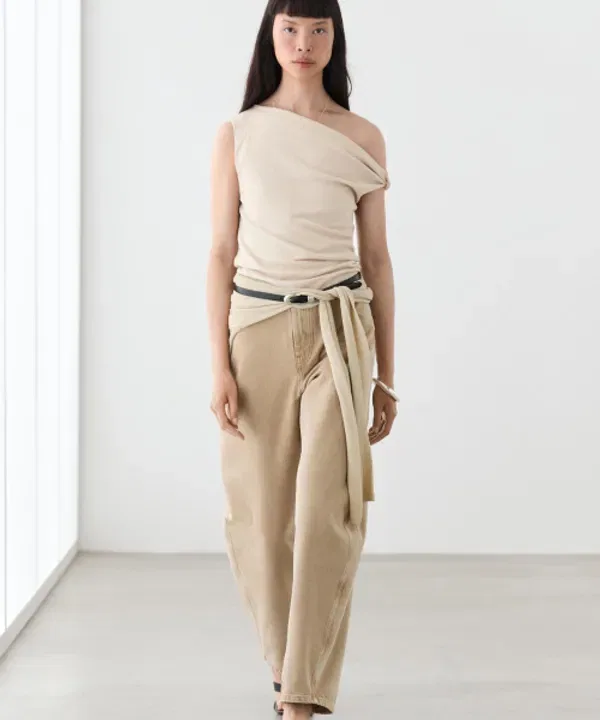 Футболка с асимметричным спущенным плечом, Massimo Dutti — фото 2
