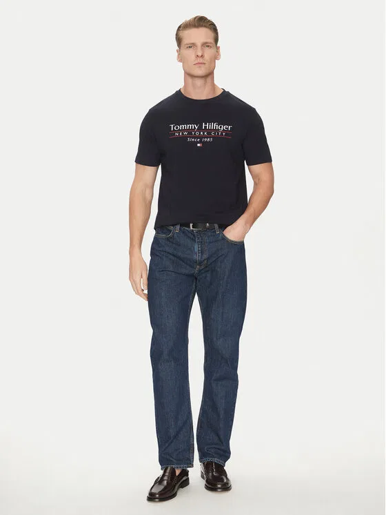 Футболка regular fit Center Stack Tommy Hilfiger, темно-синий — фото 2