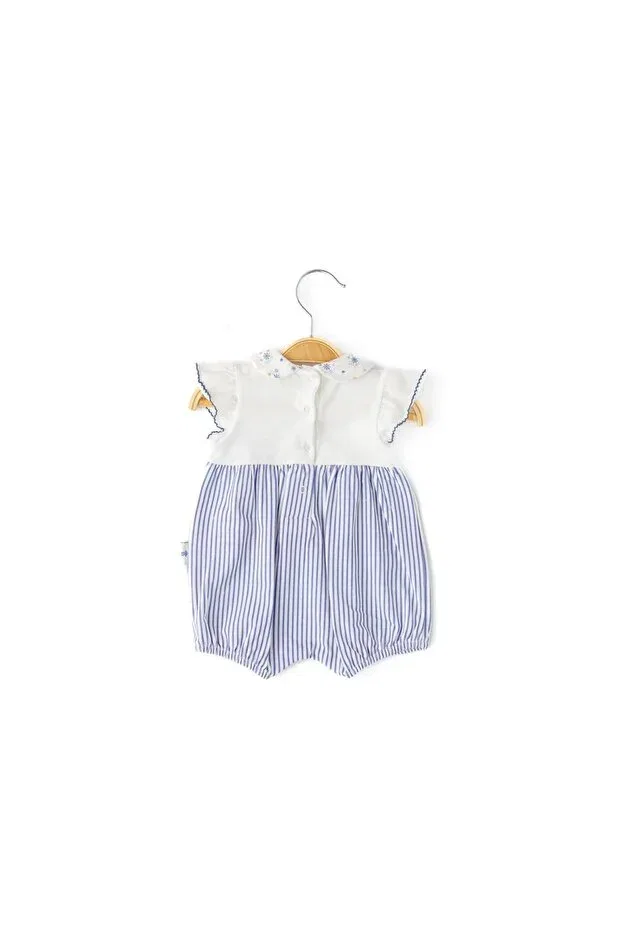 Детский комбинезон для девочек с коротким рукавом с цветочным принтом Babydola, Blue — фото 2