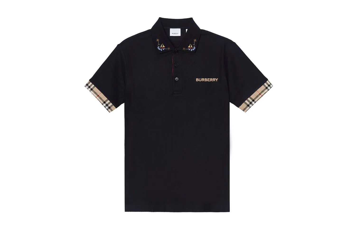 Мужское поло с длинным рукавом хлопковое Burberry, Black Nautical Tale