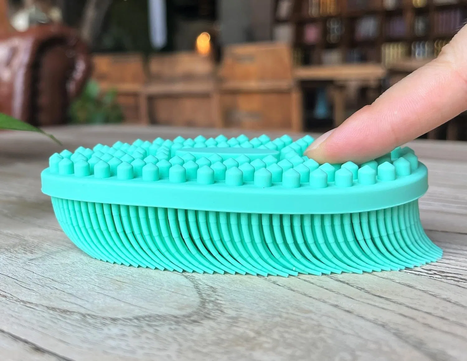 Сенсорная щетка для душа, Silicone Body Scrubber, penepico, Oval Teal — фото 3