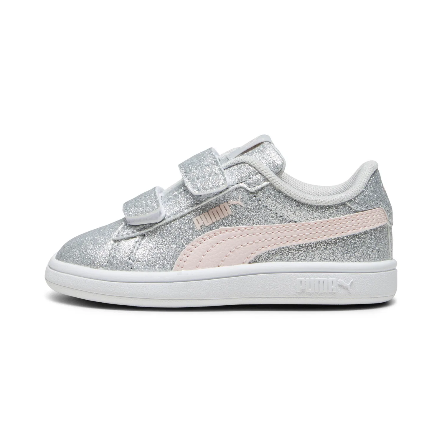 Детские кроссовки с блестками PUMA Smash 3.0 Glitz Glam, Glacial Gray/Frosty Pink — фото 2