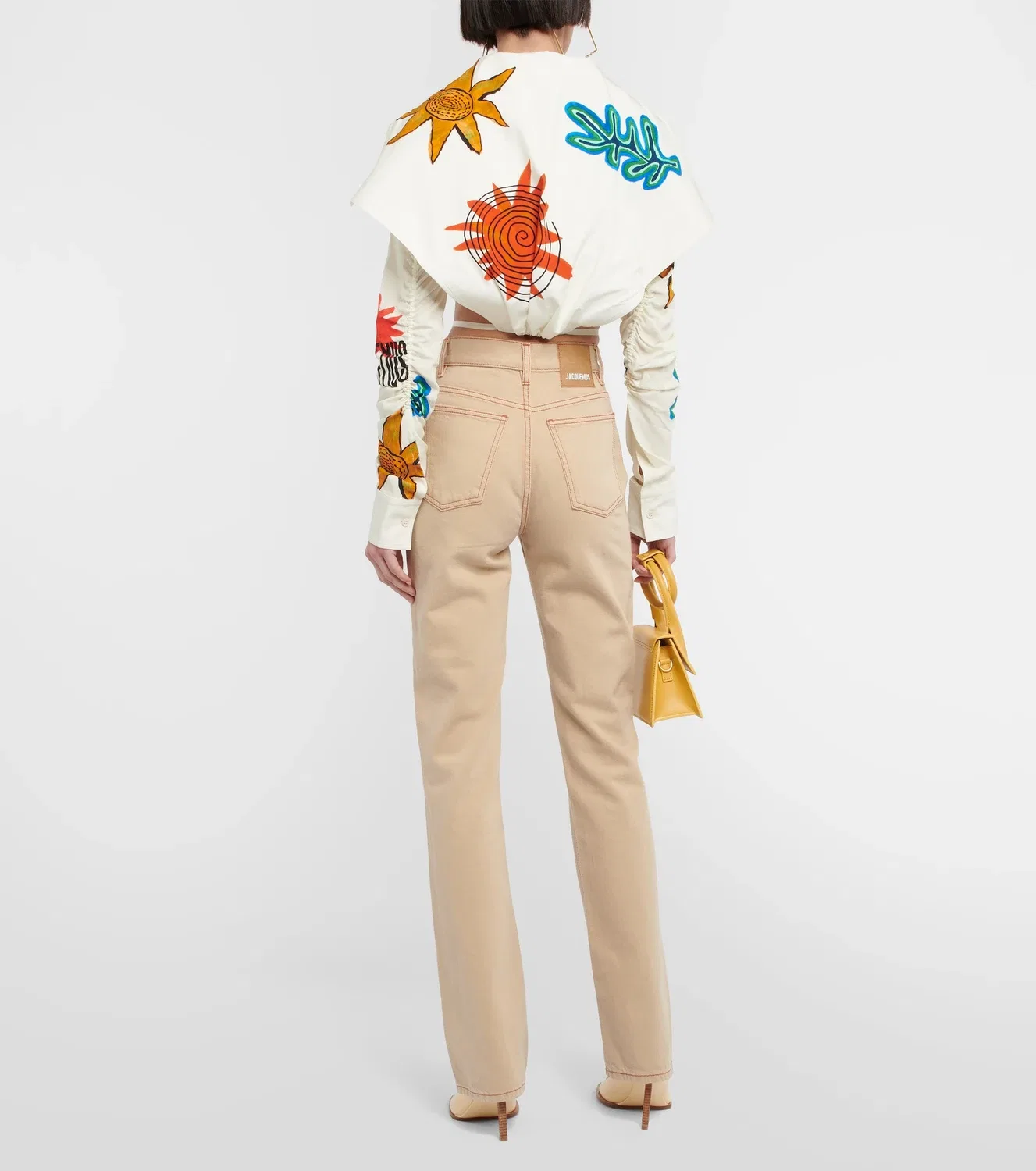 Укороченная рубашка с принтом La Chemise Meio Jacquemus, желтый — фото 3