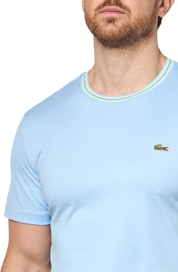 Мужская хлопковая футболка Lacoste, стандартного кроя, с ребристым воротником, Overview — фото 3