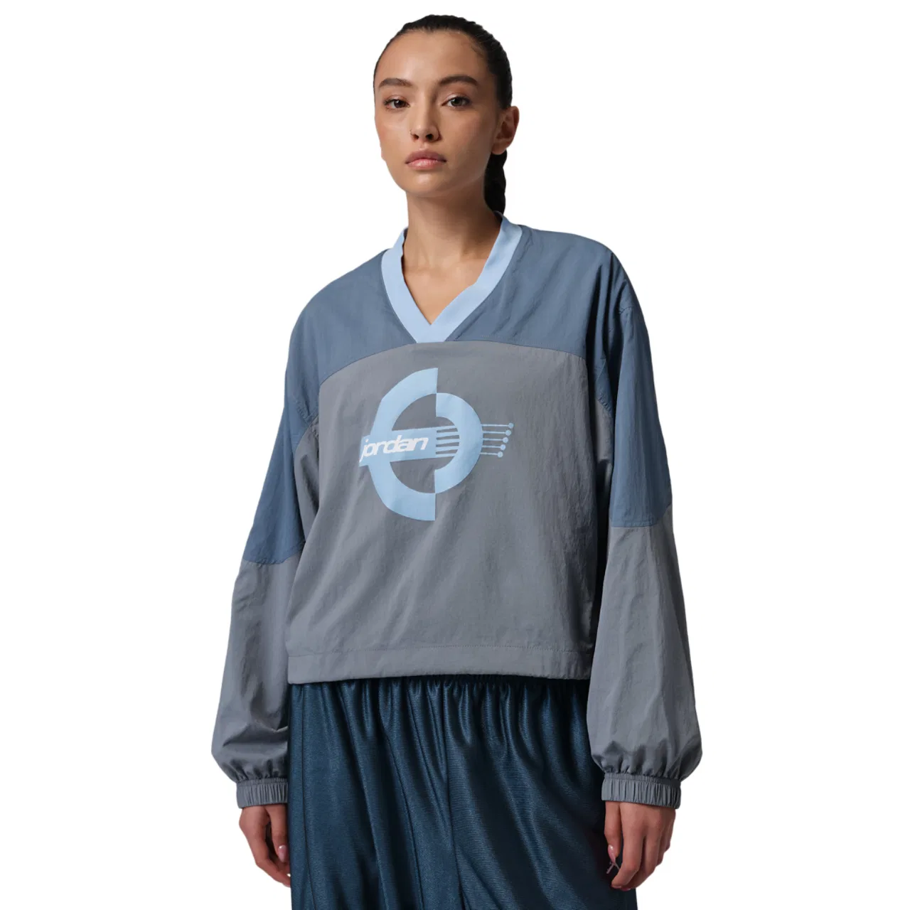 Женская футболка с длинным рукавом Brooklyn Woven Graphic Jordan, цвет Psychic Blue/White