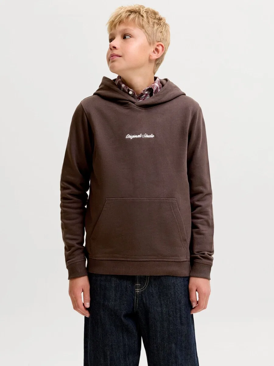 Детская толстовка коричневого цвета Jack & Jones Junior — фото 3