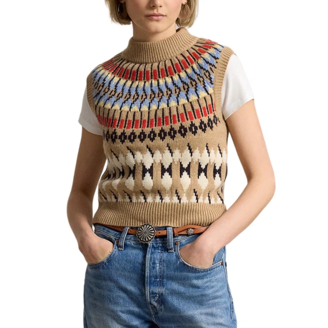 Женский топ без рукавов с высоким воротом Camel Polo Ralph Lauren, Camel — фото 3