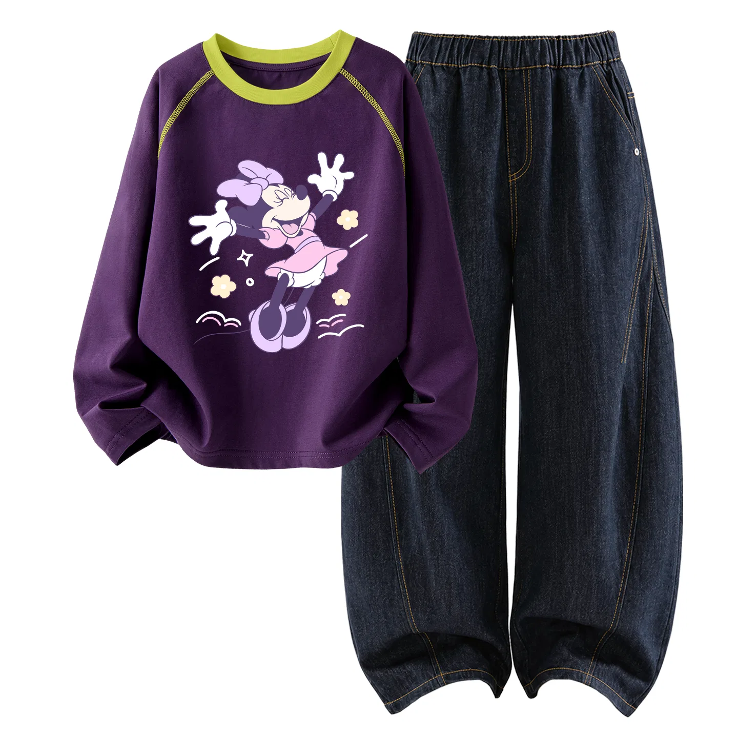 Детский комплект спортивной одежды с длинным рукавом Disney, Mulberry Purple+Denim Black Blue — фото 3
