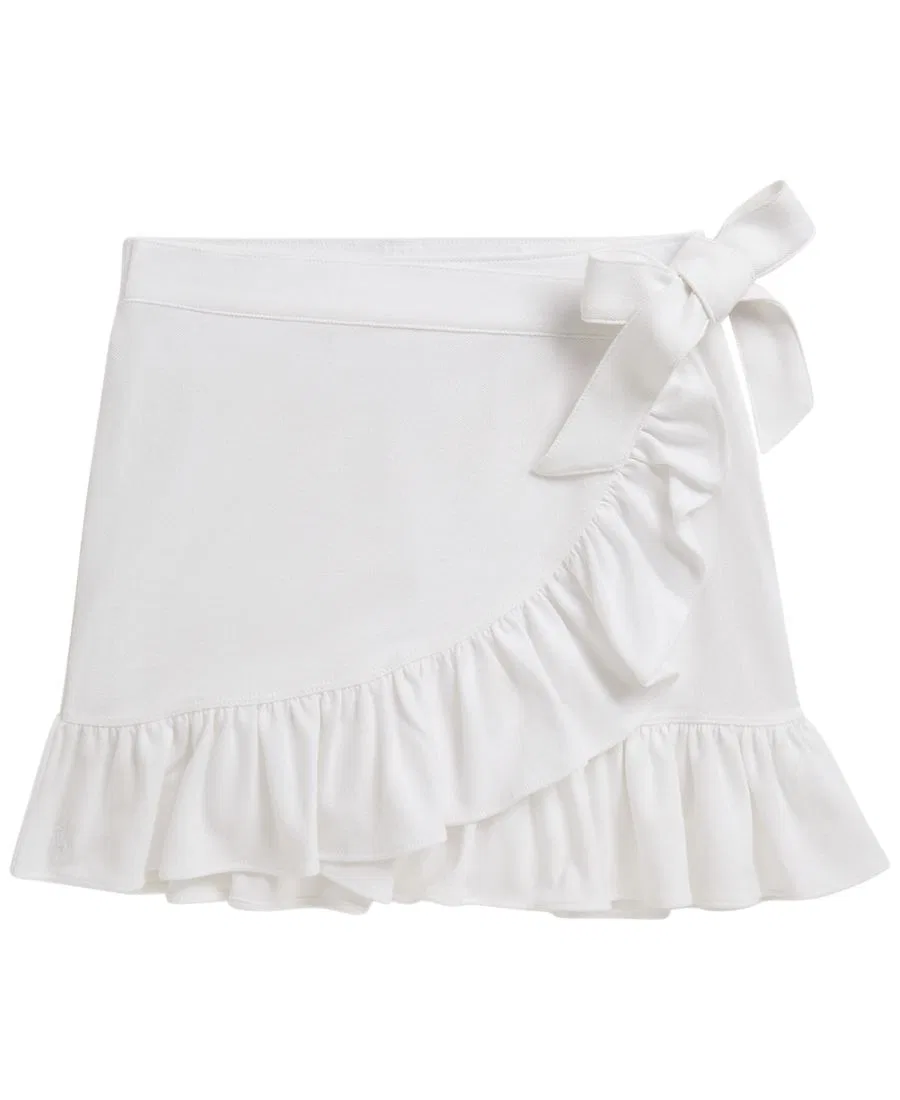 Юбка-шорты с рюшами, модель Ruffled Stretch Mesh Wrap Skort Polo Ralph Lauren, White