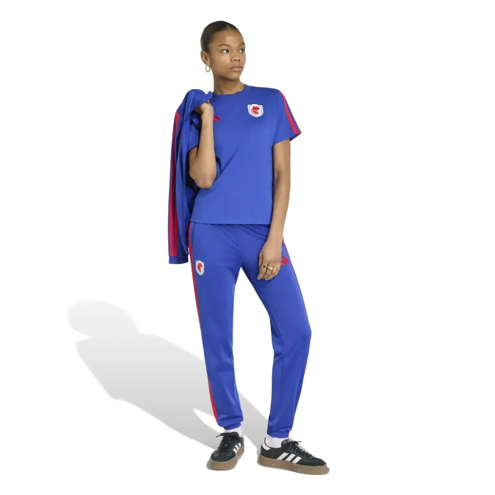 Женские спортивные штаны с принтом Olympique De Lyon Adidas, Blue — фото 4