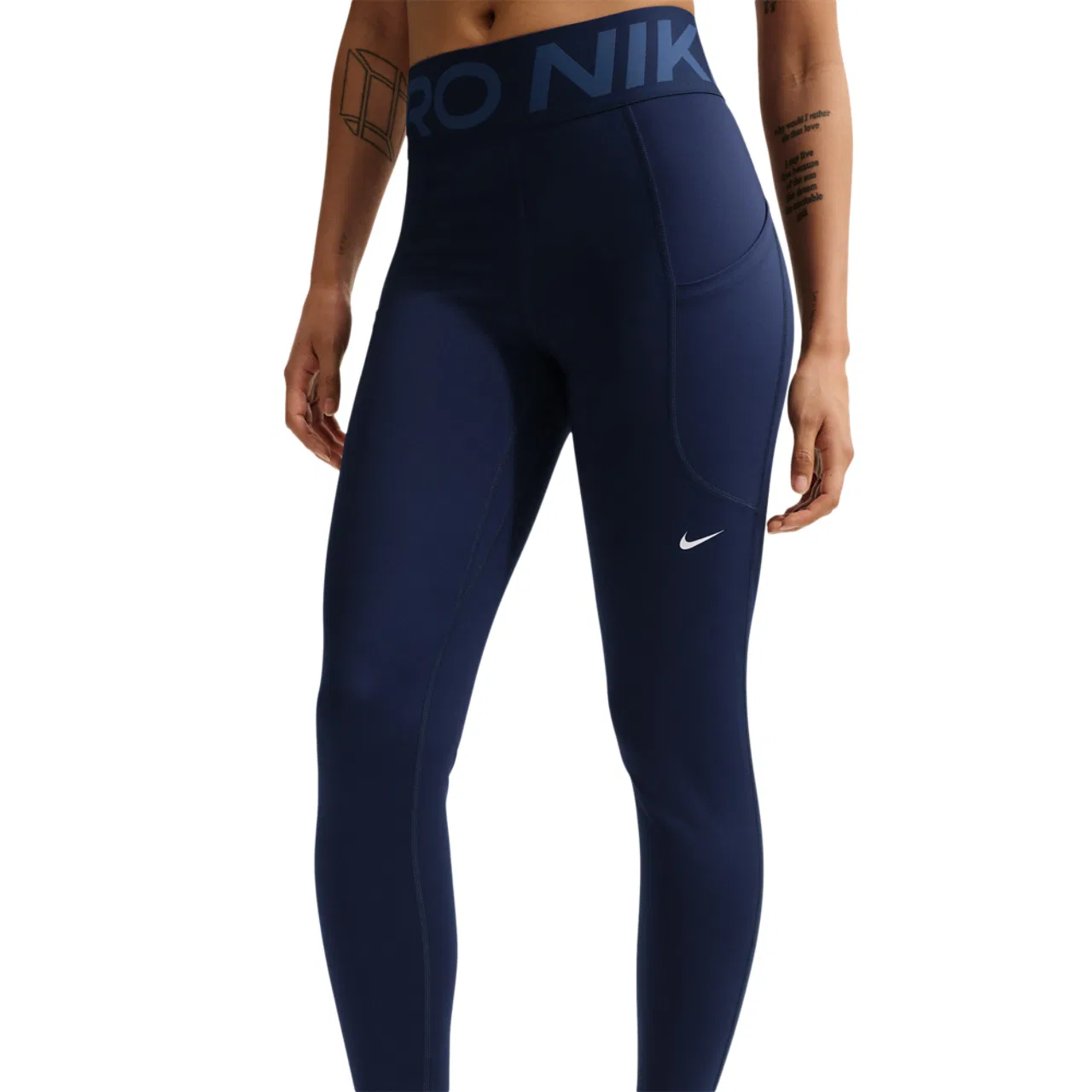 Женские леггинсы Pro Dri-FIT High Rise SCLPT 7/8 Nike, цвет Midnight Navy/White — фото 3