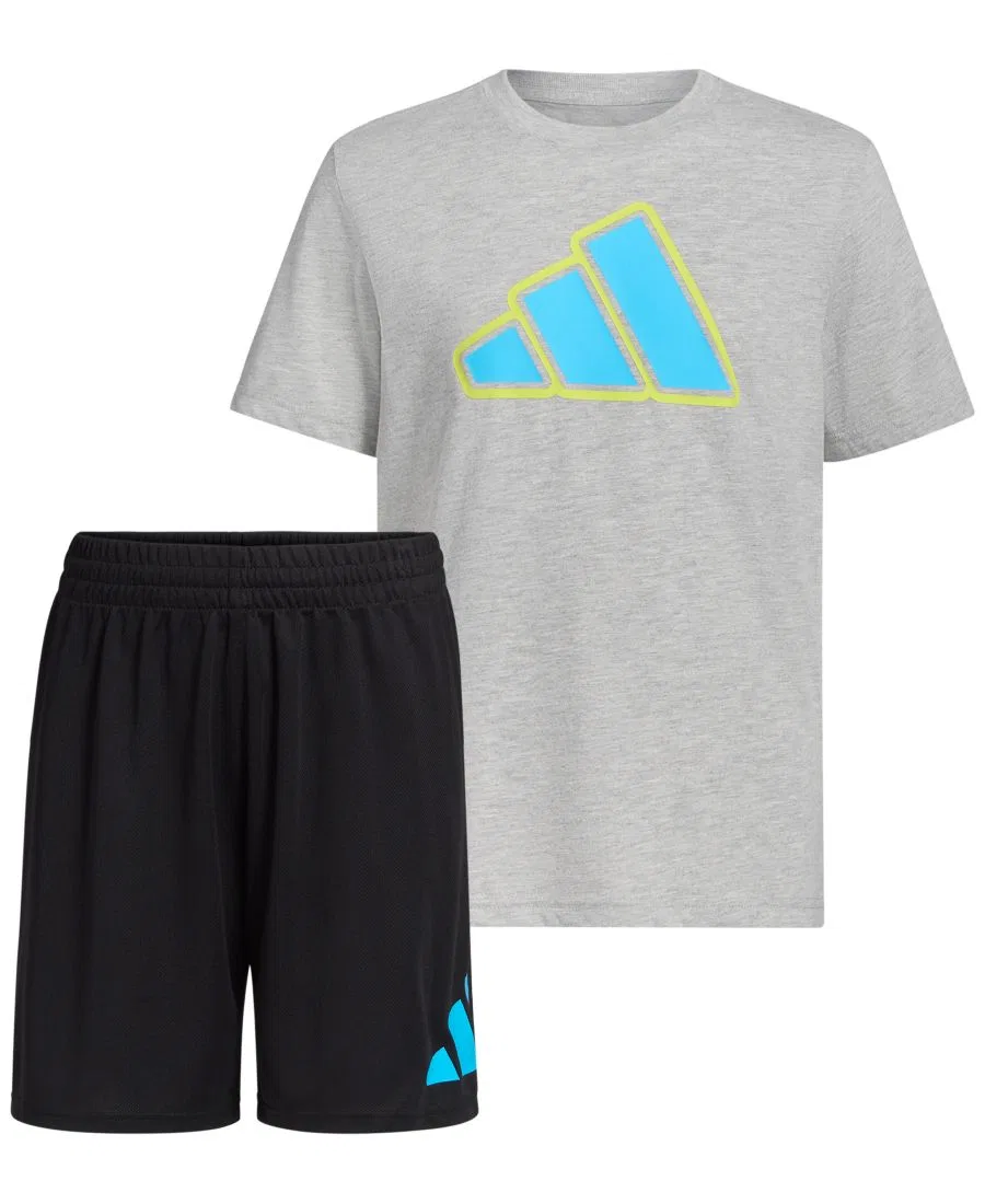 Комплект из футболки и шорт для мальчика, с длинным рукавом, 2 предмета adidas, Gray Heather