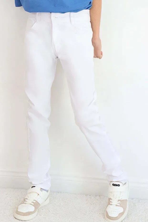 Детские брюки для мальчиков из габардина Konsept, White — фото 2