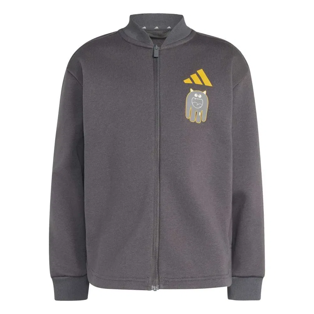 Детский свитшот с капюшоном и полной молнией Monster Adidas, Grey — фото 3