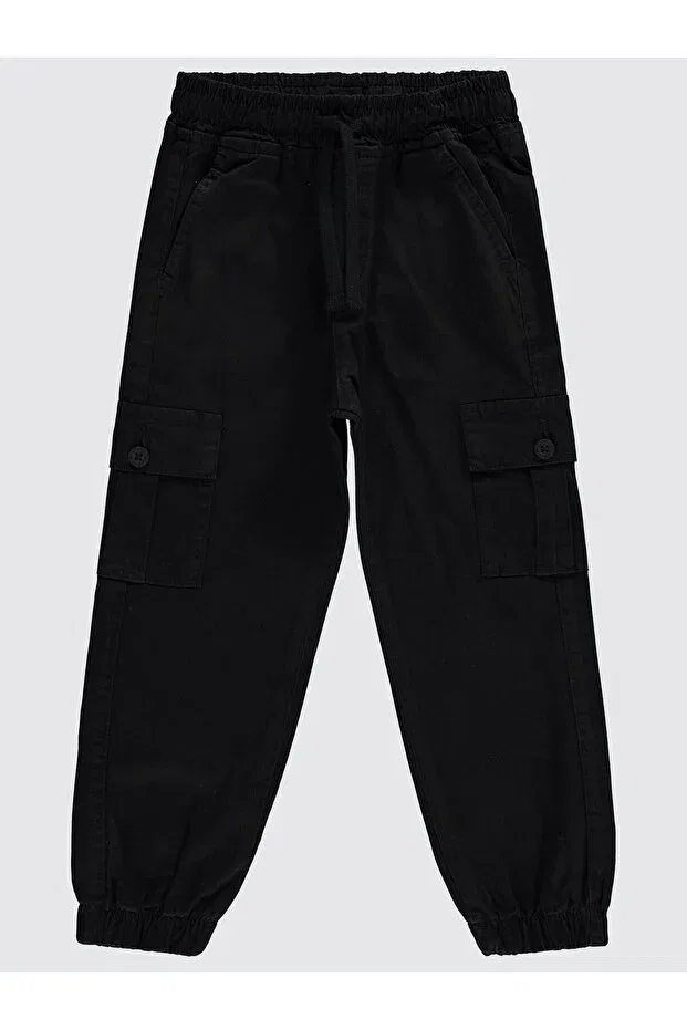 Детские брюки для девочек карго черные Elastic waistband cargo pocket pants Civil Boys, Black — фото 2